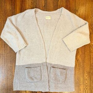 Thread & Supply Two-Tone Gray “Cloud Wrap” Open Front Cardigan